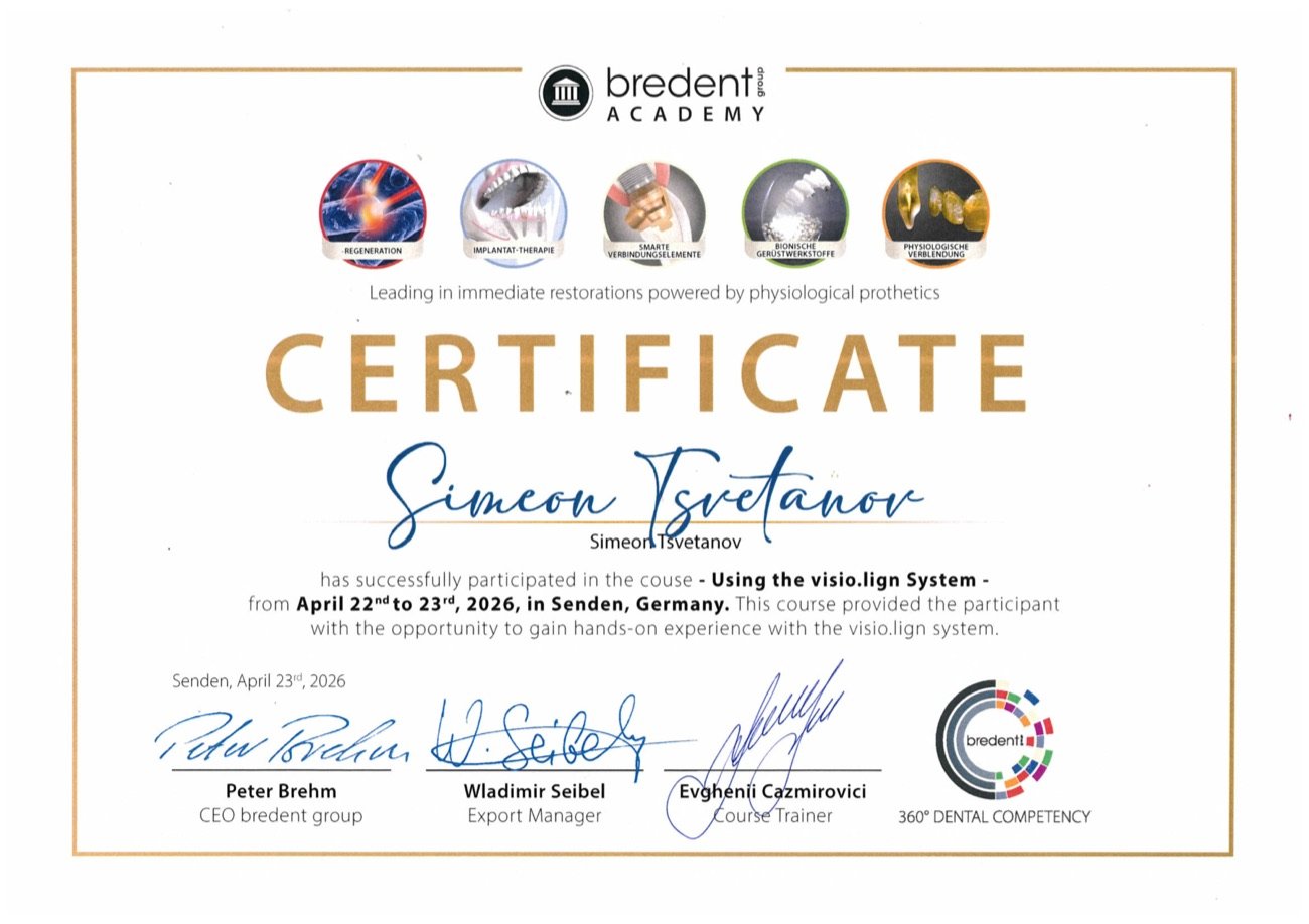 bredent Academy certificate — Using the visio.lign System
